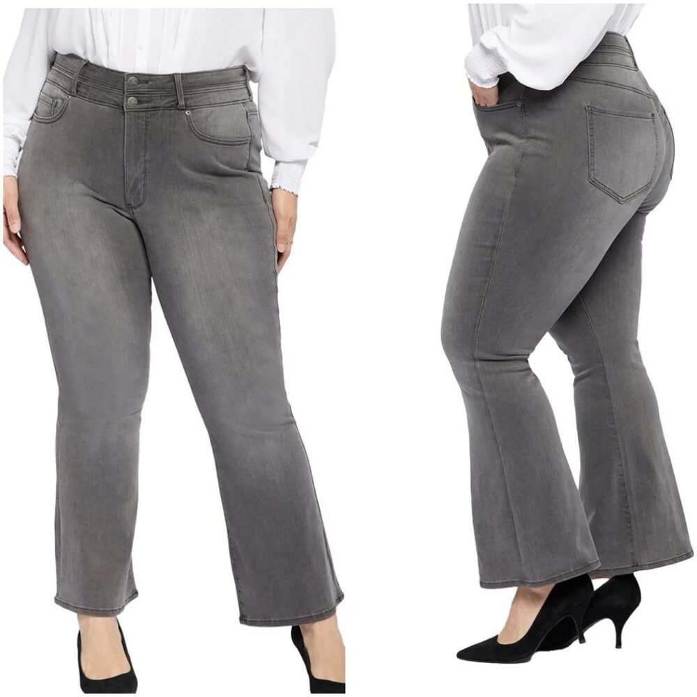 NYDJ Women Plus Size 22W Gray Ava High-Rise Slimming Denim Flare Jeans NWT
